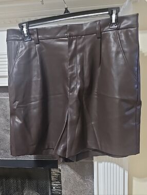 Banana Republic Brown Faux Leather Waistband Skirt